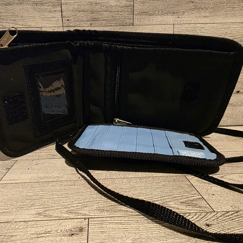 Mudd  Black Crossbody Pouch with Light Blue Handprint Logo